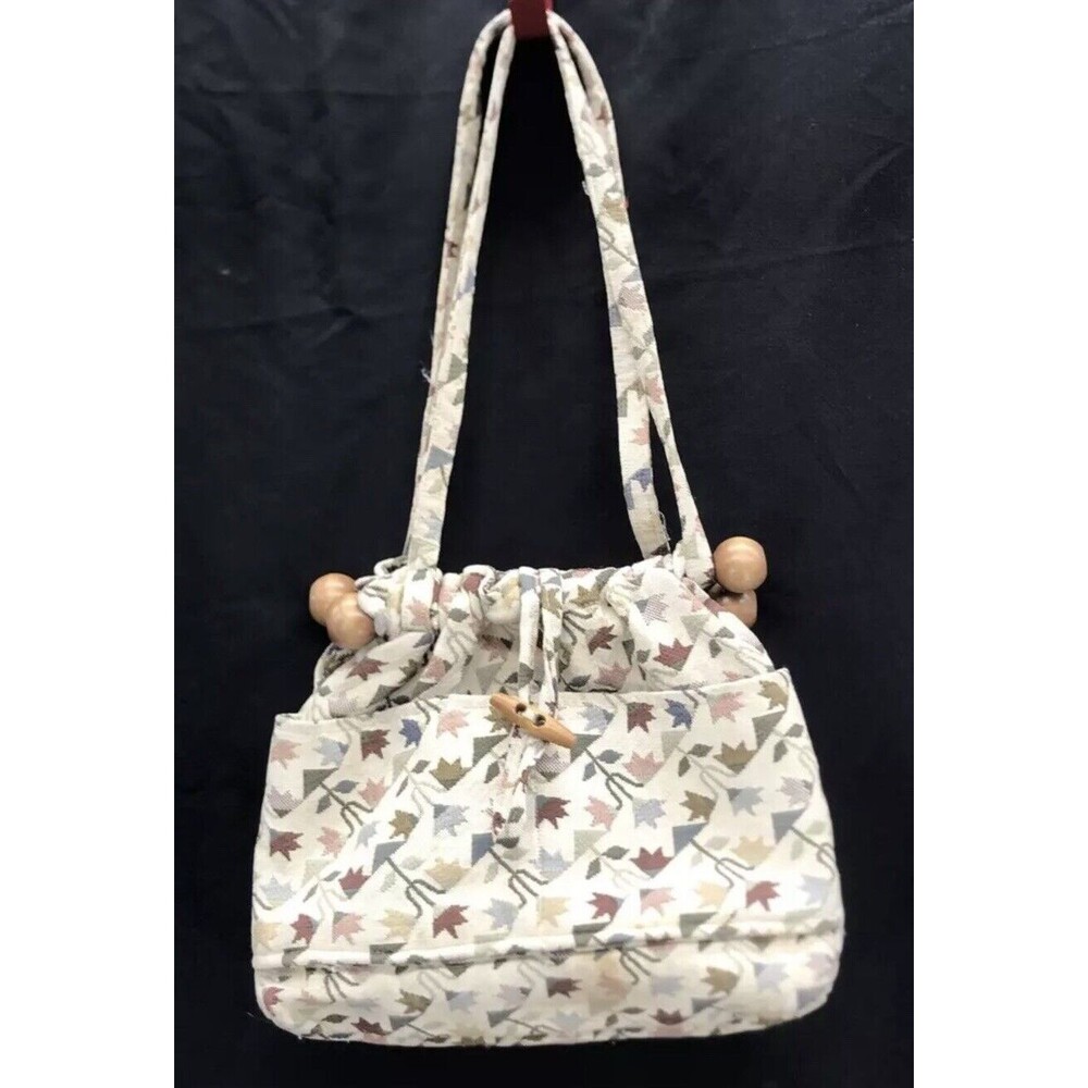 Tapestry Handbag Wooden Pockets Craft Bag Needlepoint Knitting Travel Purse